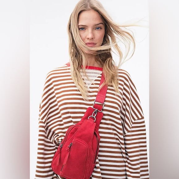 Free People Classic Striped Oversized Crewneck Coffee Combo size XL - Picture 6 of 10